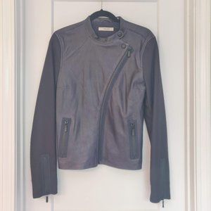 J Brand navy blue lambskin moto jacket
